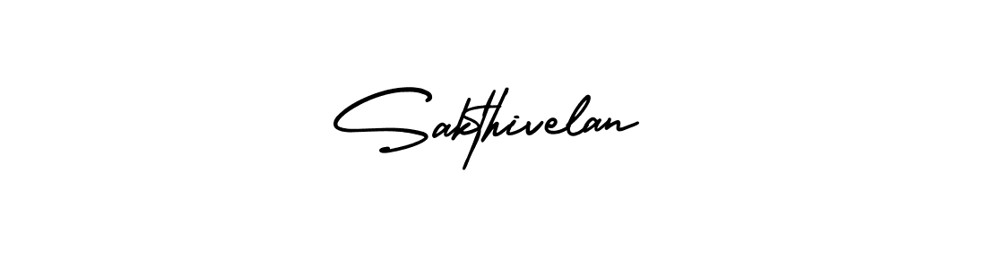 How to make Sakthivelan name signature. Use AmerikaSignatureDemo-Regular style for creating short signs online. This is the latest handwritten sign. Sakthivelan signature style 3 images and pictures png