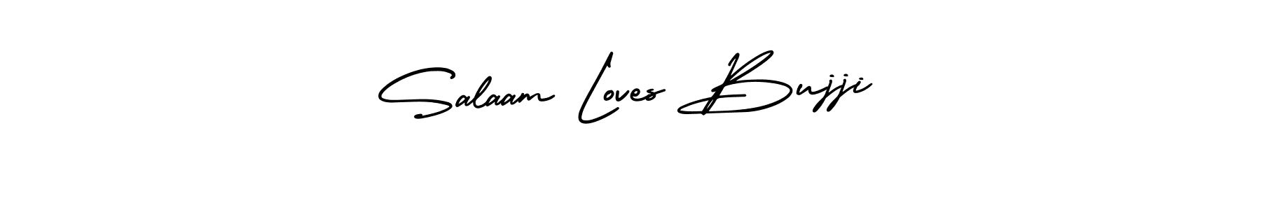 Salaam Loves Bujji stylish signature style. Best Handwritten Sign (AmerikaSignatureDemo-Regular) for my name. Handwritten Signature Collection Ideas for my name Salaam Loves Bujji. Salaam Loves Bujji signature style 3 images and pictures png