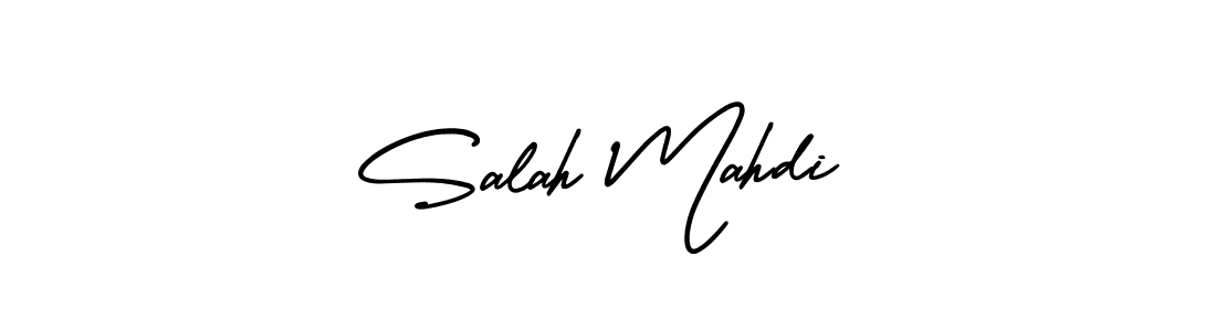 You should practise on your own different ways (AmerikaSignatureDemo-Regular) to write your name (Salah Mahdi) in signature. don't let someone else do it for you. Salah Mahdi signature style 3 images and pictures png