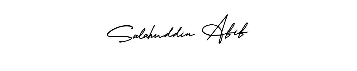The best way (AmerikaSignatureDemo-Regular) to make a short signature is to pick only two or three words in your name. The name Salahuddin Afif include a total of six letters. For converting this name. Salahuddin Afif signature style 3 images and pictures png