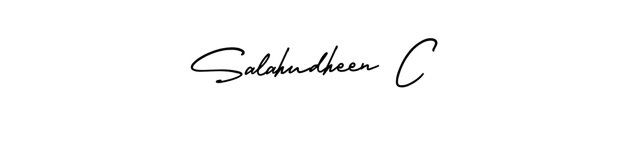 You should practise on your own different ways (AmerikaSignatureDemo-Regular) to write your name (Salahudheen C) in signature. don't let someone else do it for you. Salahudheen C signature style 3 images and pictures png