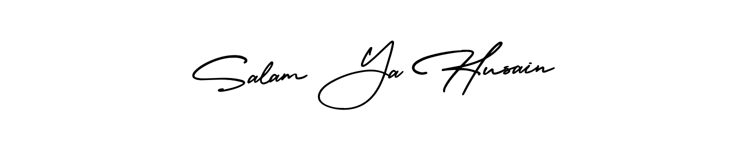 The best way (AmerikaSignatureDemo-Regular) to make a short signature is to pick only two or three words in your name. The name Salam Ya Husain include a total of six letters. For converting this name. Salam Ya Husain signature style 3 images and pictures png