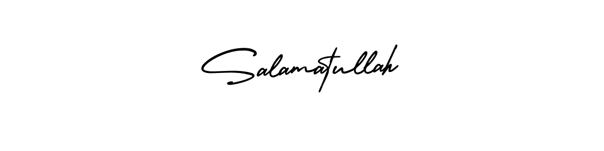 You should practise on your own different ways (AmerikaSignatureDemo-Regular) to write your name (Salamatullah) in signature. don't let someone else do it for you. Salamatullah signature style 3 images and pictures png