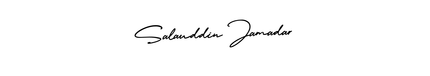 You should practise on your own different ways (AmerikaSignatureDemo-Regular) to write your name (Salauddin Jamadar) in signature. don't let someone else do it for you. Salauddin Jamadar signature style 3 images and pictures png