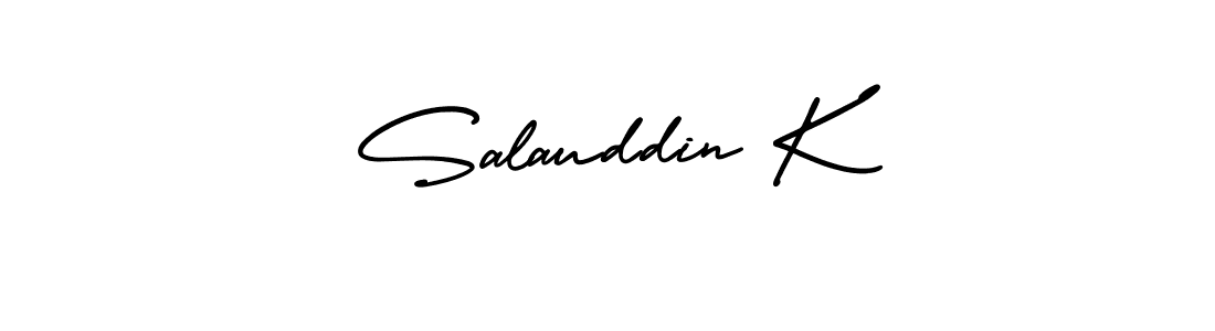 Use a signature maker to create a handwritten signature online. With this signature software, you can design (AmerikaSignatureDemo-Regular) your own signature for name Salauddin K. Salauddin K signature style 3 images and pictures png