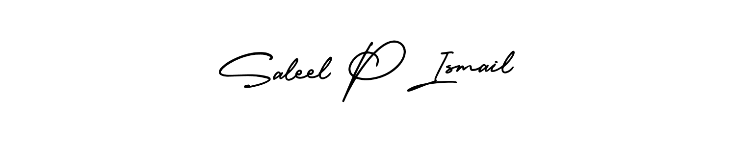 This is the best signature style for the Saleel P Ismail name. Also you like these signature font (AmerikaSignatureDemo-Regular). Mix name signature. Saleel P Ismail signature style 3 images and pictures png