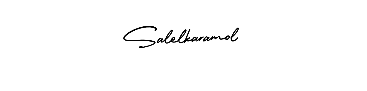 You should practise on your own different ways (AmerikaSignatureDemo-Regular) to write your name (Salelkaramol) in signature. don't let someone else do it for you. Salelkaramol signature style 3 images and pictures png