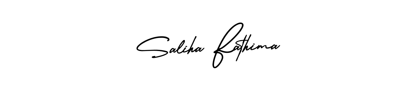 The best way (AmerikaSignatureDemo-Regular) to make a short signature is to pick only two or three words in your name. The name Saliha Fathima include a total of six letters. For converting this name. Saliha Fathima signature style 3 images and pictures png