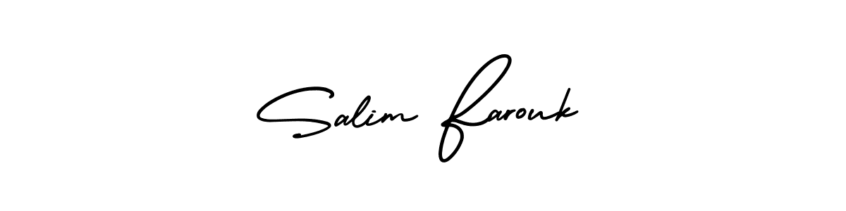 You should practise on your own different ways (AmerikaSignatureDemo-Regular) to write your name (Salim Farouk) in signature. don't let someone else do it for you. Salim Farouk signature style 3 images and pictures png