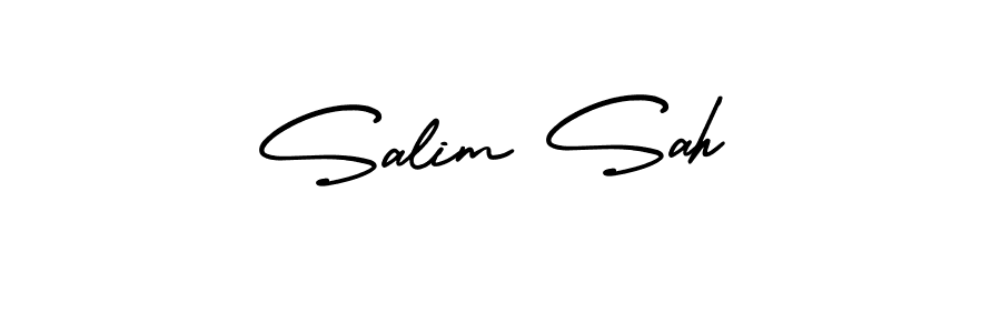 The best way (AmerikaSignatureDemo-Regular) to make a short signature is to pick only two or three words in your name. The name Salim Sah include a total of six letters. For converting this name. Salim Sah signature style 3 images and pictures png