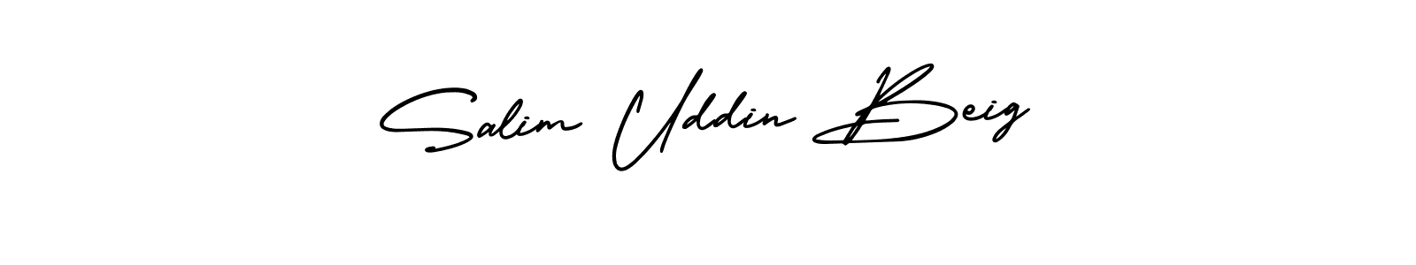 The best way (AmerikaSignatureDemo-Regular) to make a short signature is to pick only two or three words in your name. The name Salim Uddin Beig include a total of six letters. For converting this name. Salim Uddin Beig signature style 3 images and pictures png