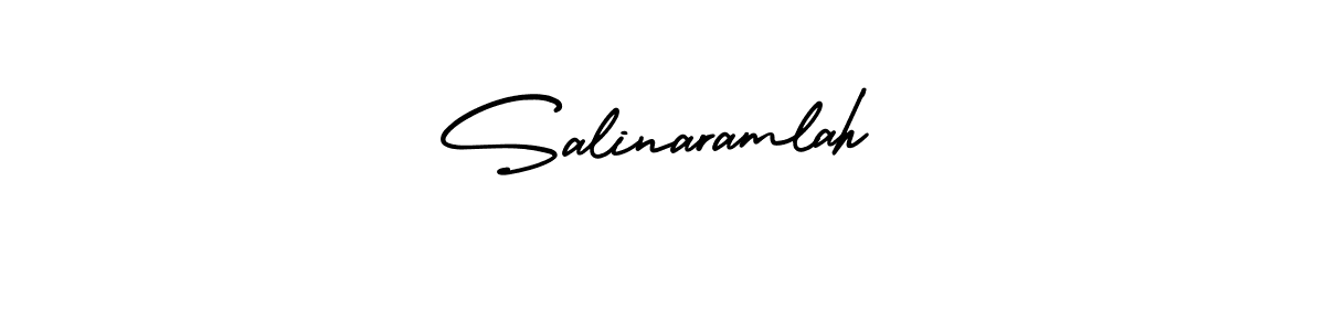 The best way (AmerikaSignatureDemo-Regular) to make a short signature is to pick only two or three words in your name. The name Salinaramlah include a total of six letters. For converting this name. Salinaramlah signature style 3 images and pictures png