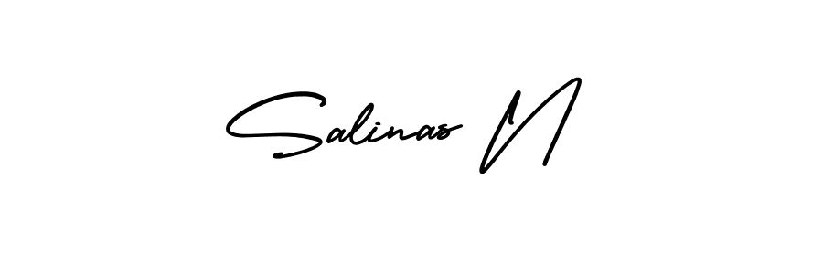 Use a signature maker to create a handwritten signature online. With this signature software, you can design (AmerikaSignatureDemo-Regular) your own signature for name Salinas N. Salinas N signature style 3 images and pictures png