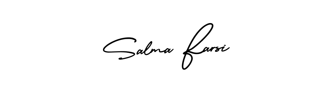 The best way (AmerikaSignatureDemo-Regular) to make a short signature is to pick only two or three words in your name. The name Salma Farsi include a total of six letters. For converting this name. Salma Farsi signature style 3 images and pictures png