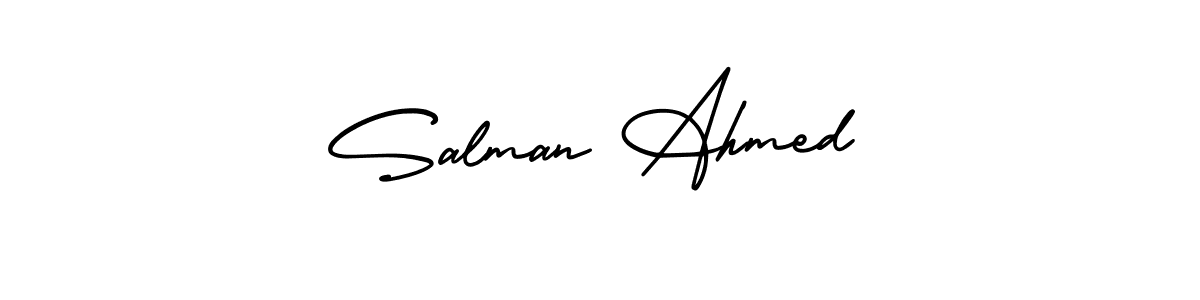 Make a short Salman Ahmed signature style. Manage your documents anywhere anytime using AmerikaSignatureDemo-Regular. Create and add eSignatures, submit forms, share and send files easily. Salman Ahmed signature style 3 images and pictures png