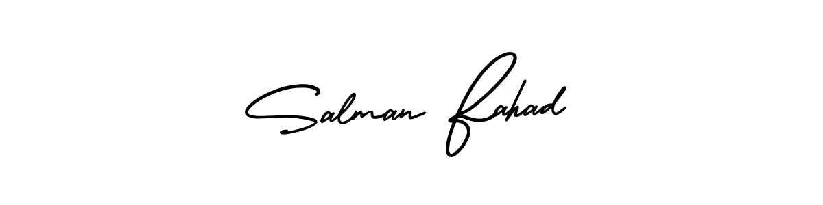The best way (AmerikaSignatureDemo-Regular) to make a short signature is to pick only two or three words in your name. The name Salman Fahad include a total of six letters. For converting this name. Salman Fahad signature style 3 images and pictures png