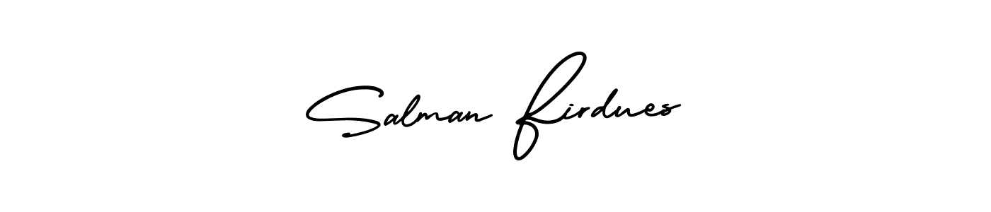 Use a signature maker to create a handwritten signature online. With this signature software, you can design (AmerikaSignatureDemo-Regular) your own signature for name Salman Firdues. Salman Firdues signature style 3 images and pictures png