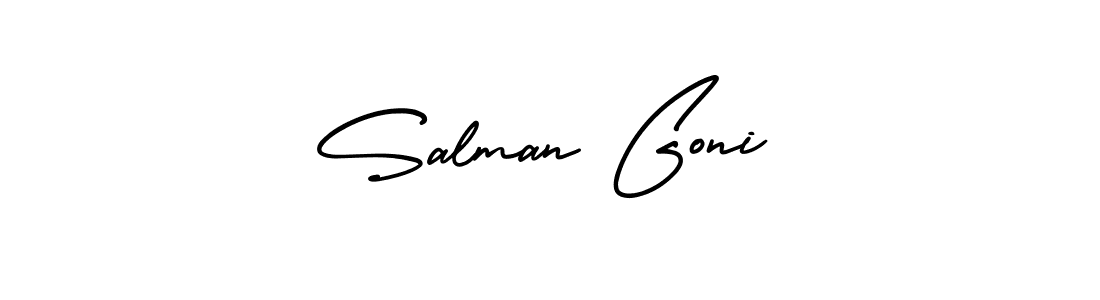 The best way (AmerikaSignatureDemo-Regular) to make a short signature is to pick only two or three words in your name. The name Salman Goni include a total of six letters. For converting this name. Salman Goni signature style 3 images and pictures png