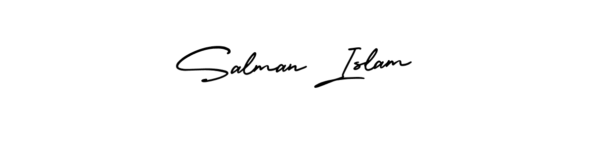 It looks lik you need a new signature style for name Salman Islam. Design unique handwritten (AmerikaSignatureDemo-Regular) signature with our free signature maker in just a few clicks. Salman Islam signature style 3 images and pictures png