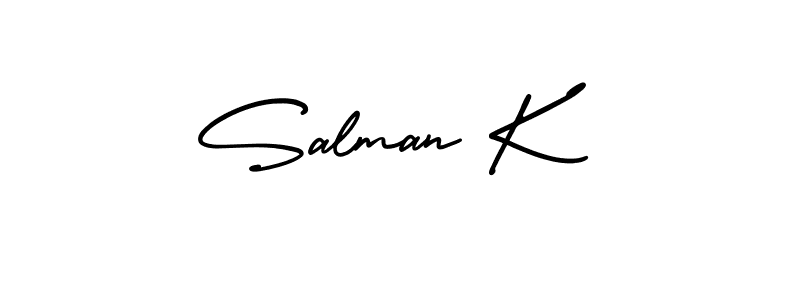 Make a beautiful signature design for name Salman K. With this signature (AmerikaSignatureDemo-Regular) style, you can create a handwritten signature for free. Salman K signature style 3 images and pictures png