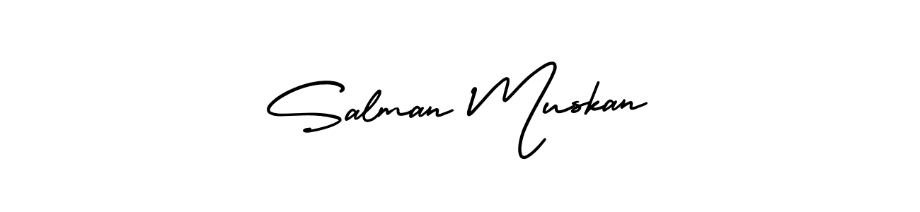 This is the best signature style for the Salman Muskan name. Also you like these signature font (AmerikaSignatureDemo-Regular). Mix name signature. Salman Muskan signature style 3 images and pictures png