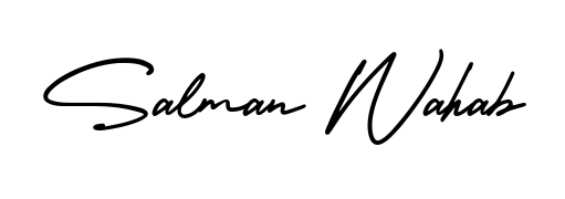 A dynamic signature style for Salman Wahab using AmerikaSignatureDemo-Regular script. Designed to look authentic, handwritten, and professional. Salman Wahab signature style 3 images and pictures png