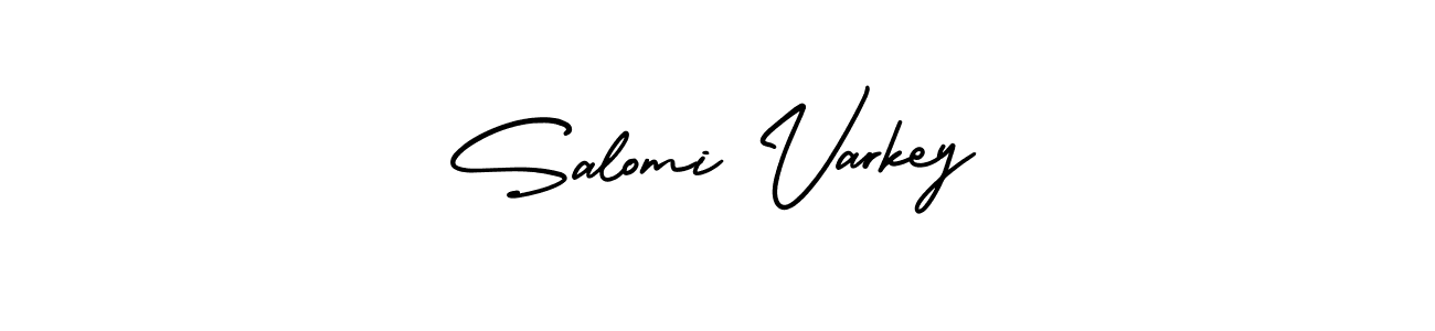 if you are searching for the best signature style for your name Salomi Varkey. so please give up your signature search. here we have designed multiple signature styles  using AmerikaSignatureDemo-Regular. Salomi Varkey signature style 3 images and pictures png