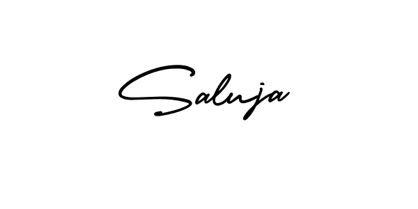 How to make Saluja name signature. Use AmerikaSignatureDemo-Regular style for creating short signs online. This is the latest handwritten sign. Saluja signature style 3 images and pictures png