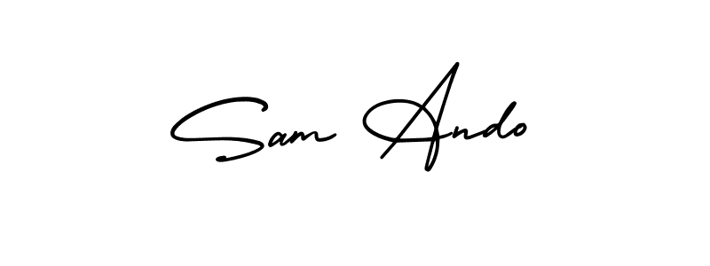 Make a beautiful signature design for name Sam Ando. With this signature (AmerikaSignatureDemo-Regular) style, you can create a handwritten signature for free. Sam Ando signature style 3 images and pictures png