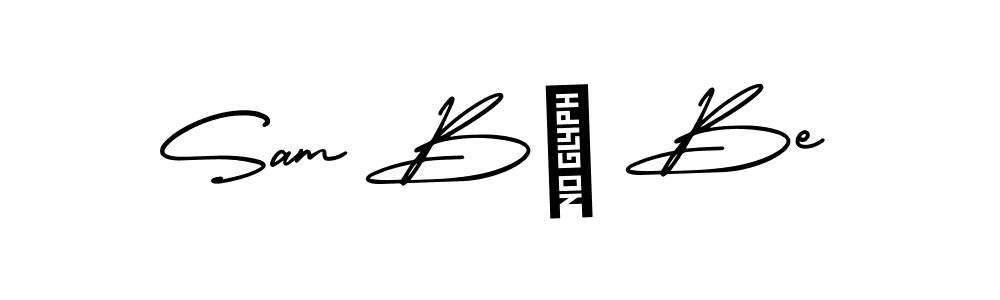 You should practise on your own different ways (AmerikaSignatureDemo-Regular) to write your name (Sam Bé Be) in signature. don't let someone else do it for you. Sam Bé Be signature style 3 images and pictures png