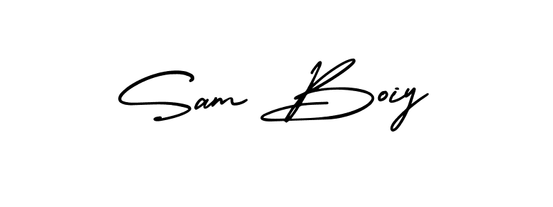 This is the best signature style for the Sam Boiy name. Also you like these signature font (AmerikaSignatureDemo-Regular). Mix name signature. Sam Boiy signature style 3 images and pictures png