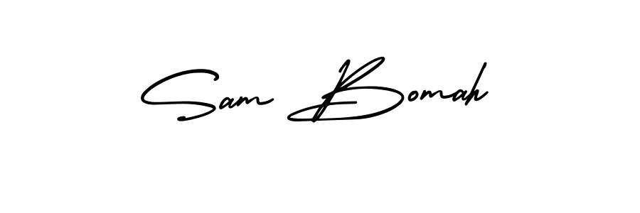 Also You can easily find your signature by using the search form. We will create Sam Bomah name handwritten signature images for you free of cost using AmerikaSignatureDemo-Regular sign style. Sam Bomah signature style 3 images and pictures png