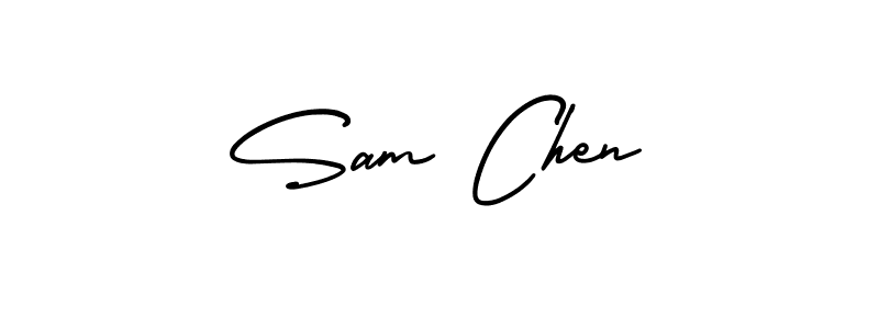 The best way (AmerikaSignatureDemo-Regular) to make a short signature is to pick only two or three words in your name. The name Sam Chen include a total of six letters. For converting this name. Sam Chen signature style 3 images and pictures png