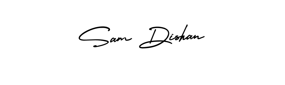 How to make Sam Dishan signature? AmerikaSignatureDemo-Regular is a professional autograph style. Create handwritten signature for Sam Dishan name. Sam Dishan signature style 3 images and pictures png