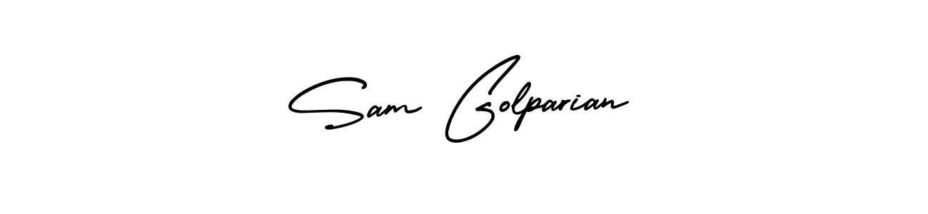 This is the best signature style for the Sam Golparian name. Also you like these signature font (AmerikaSignatureDemo-Regular). Mix name signature. Sam Golparian signature style 3 images and pictures png