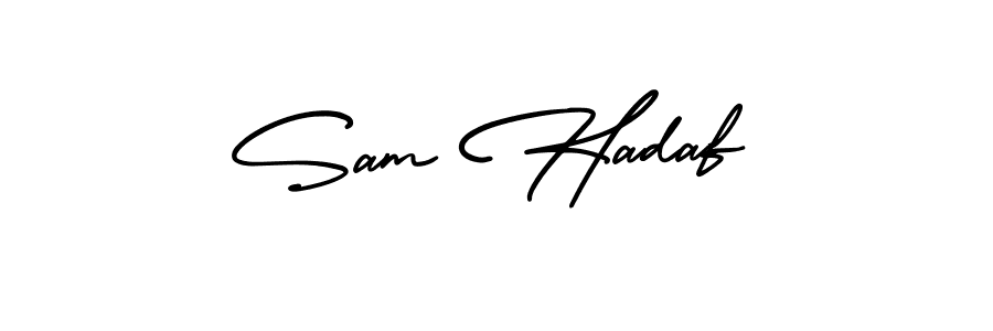 How to make Sam Hadaf name signature. Use AmerikaSignatureDemo-Regular style for creating short signs online. This is the latest handwritten sign. Sam Hadaf signature style 3 images and pictures png