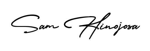 A classic penmanship look for Sam Hinojosa. The AmerikaSignatureDemo-Regular font brings timeless elegance and confidence to every signed document. Sam Hinojosa signature style 3 images and pictures png
