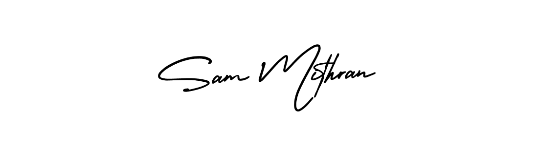 This is the best signature style for the Sam Mithran name. Also you like these signature font (AmerikaSignatureDemo-Regular). Mix name signature. Sam Mithran signature style 3 images and pictures png