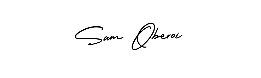 You should practise on your own different ways (AmerikaSignatureDemo-Regular) to write your name (Sam Oberoi) in signature. don't let someone else do it for you. Sam Oberoi signature style 3 images and pictures png