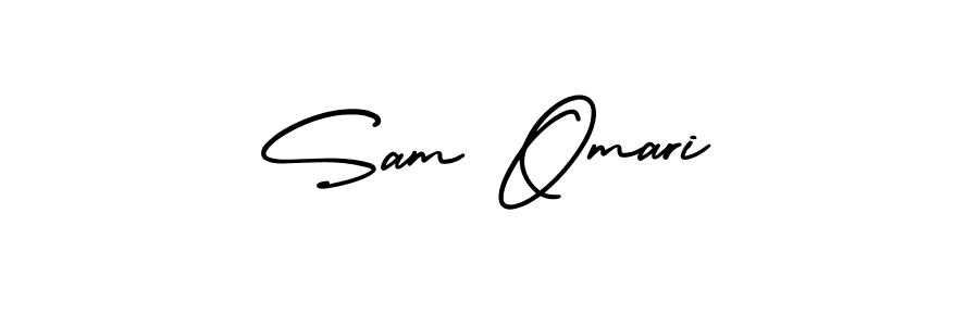 You should practise on your own different ways (AmerikaSignatureDemo-Regular) to write your name (Sam Omari) in signature. don't let someone else do it for you. Sam Omari signature style 3 images and pictures png