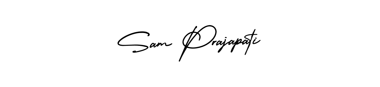 The best way (AmerikaSignatureDemo-Regular) to make a short signature is to pick only two or three words in your name. The name Sam Prajapati include a total of six letters. For converting this name. Sam Prajapati signature style 3 images and pictures png