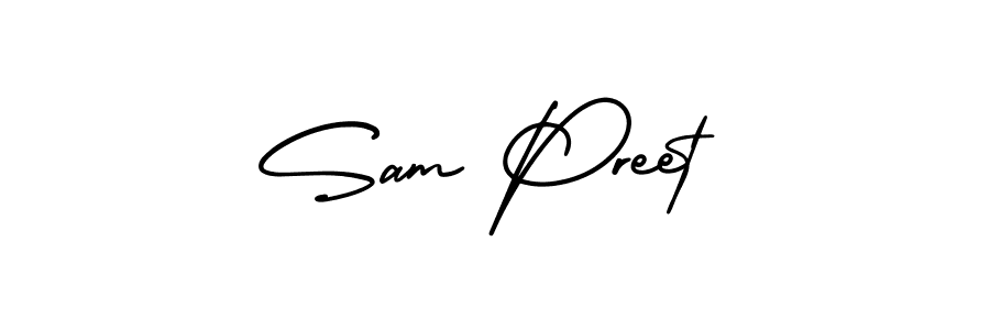 AmerikaSignatureDemo-Regular is a professional signature style that is perfect for those who want to add a touch of class to their signature. It is also a great choice for those who want to make their signature more unique. Get Sam Preet name to fancy signature for free. Sam Preet signature style 3 images and pictures png