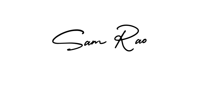 You should practise on your own different ways (AmerikaSignatureDemo-Regular) to write your name (Sam Rao) in signature. don't let someone else do it for you. Sam Rao signature style 3 images and pictures png