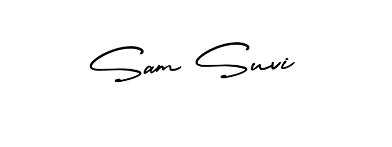 The best way (AmerikaSignatureDemo-Regular) to make a short signature is to pick only two or three words in your name. The name Sam Suvi include a total of six letters. For converting this name. Sam Suvi signature style 3 images and pictures png