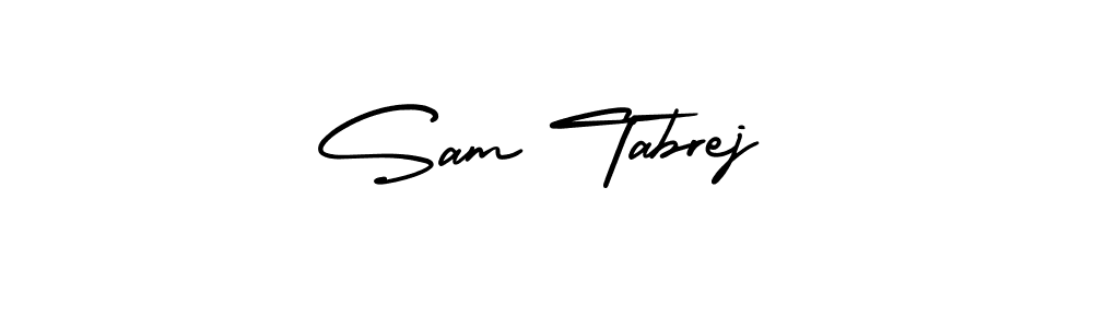 The best way (AmerikaSignatureDemo-Regular) to make a short signature is to pick only two or three words in your name. The name Sam Tabrej include a total of six letters. For converting this name. Sam Tabrej signature style 3 images and pictures png