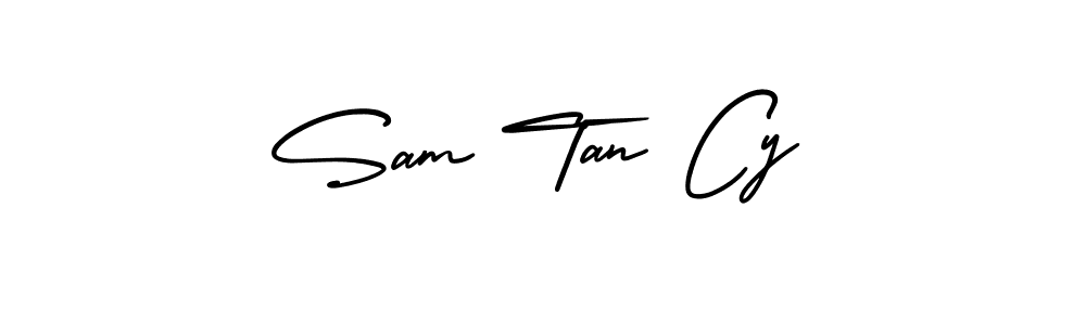 How to make Sam Tan Cy name signature. Use AmerikaSignatureDemo-Regular style for creating short signs online. This is the latest handwritten sign. Sam Tan Cy signature style 3 images and pictures png