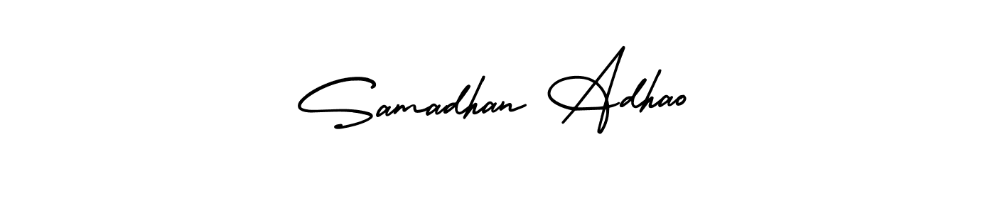 if you are searching for the best signature style for your name Samadhan Adhao. so please give up your signature search. here we have designed multiple signature styles  using AmerikaSignatureDemo-Regular. Samadhan Adhao signature style 3 images and pictures png