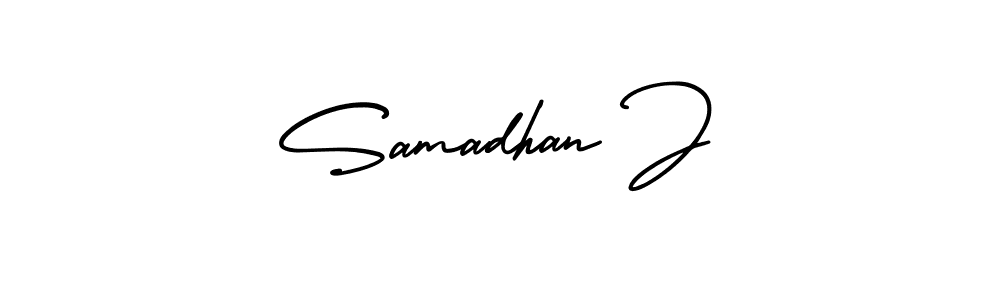 Use a signature maker to create a handwritten signature online. With this signature software, you can design (AmerikaSignatureDemo-Regular) your own signature for name Samadhan J. Samadhan J signature style 3 images and pictures png