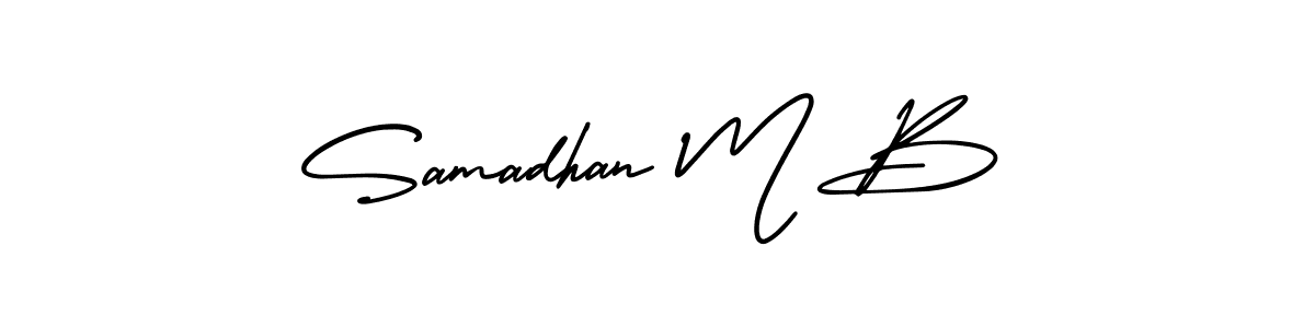 This is the best signature style for the Samadhan M B name. Also you like these signature font (AmerikaSignatureDemo-Regular). Mix name signature. Samadhan M B signature style 3 images and pictures png