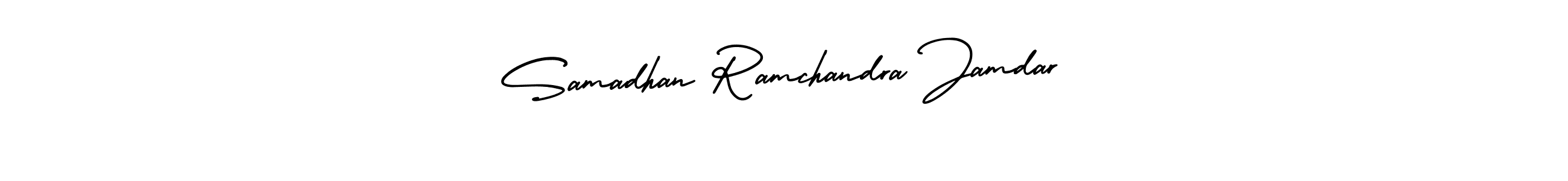 This is the best signature style for the Samadhan Ramchandra Jamdar name. Also you like these signature font (AmerikaSignatureDemo-Regular). Mix name signature. Samadhan Ramchandra Jamdar signature style 3 images and pictures png